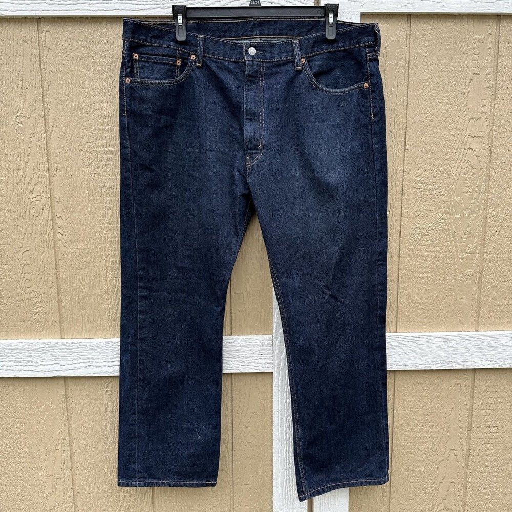 Levi's 505 Regular Fit Dark Wash Denim Blue Jeans Men's Size 42x30 00505-0216